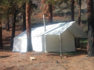 wall tent with a stove