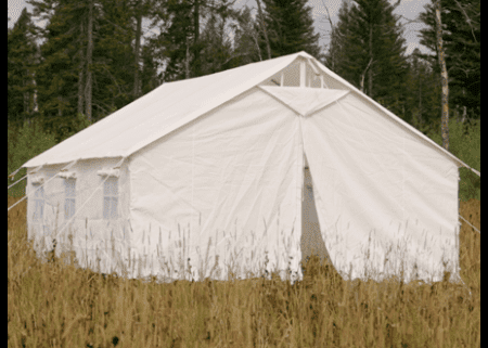canvas tent in field