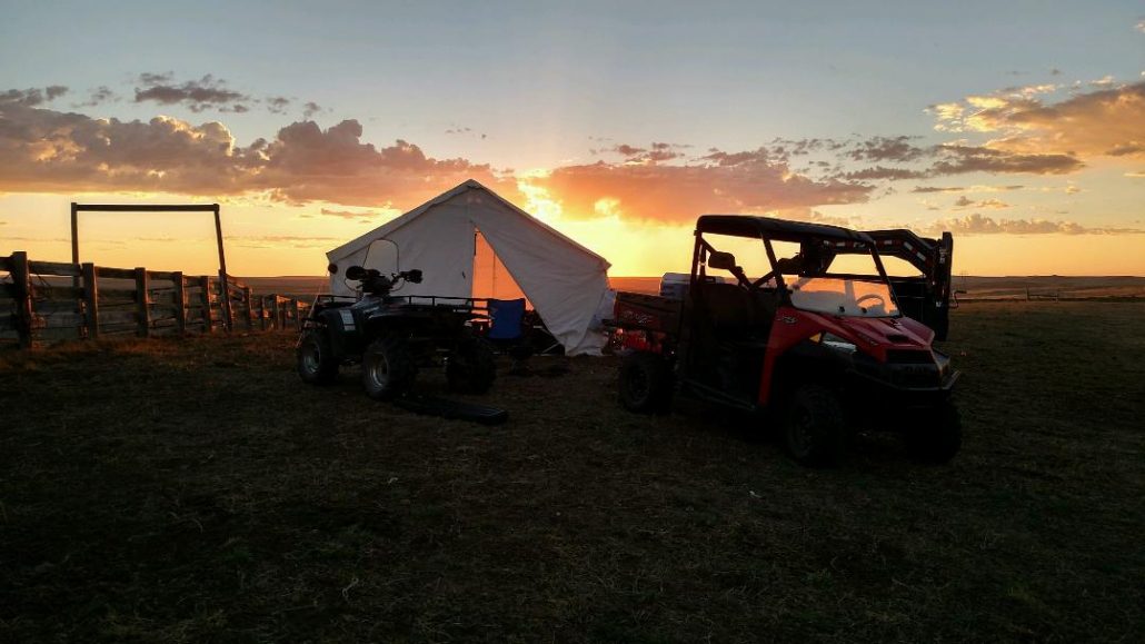 canvas tent sunset